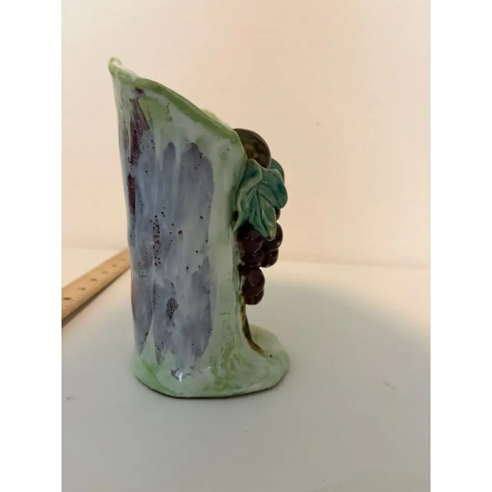 Vintage Majolica-of Grapes, Vines and Leaves Bud Vase by Jim Murrin.